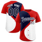 Custom Red Navy-White Color Block Personalized Half Heart Pattern Authentic Baseball Jersey