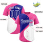 Custom Pink Royal-White Color Block Personalized Half Heart Pattern Authentic Baseball Jersey Limited