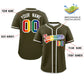 Custom Olive LGBT Rainbow For Pride Month Classic Style Authentic Baseball Jersey Limited