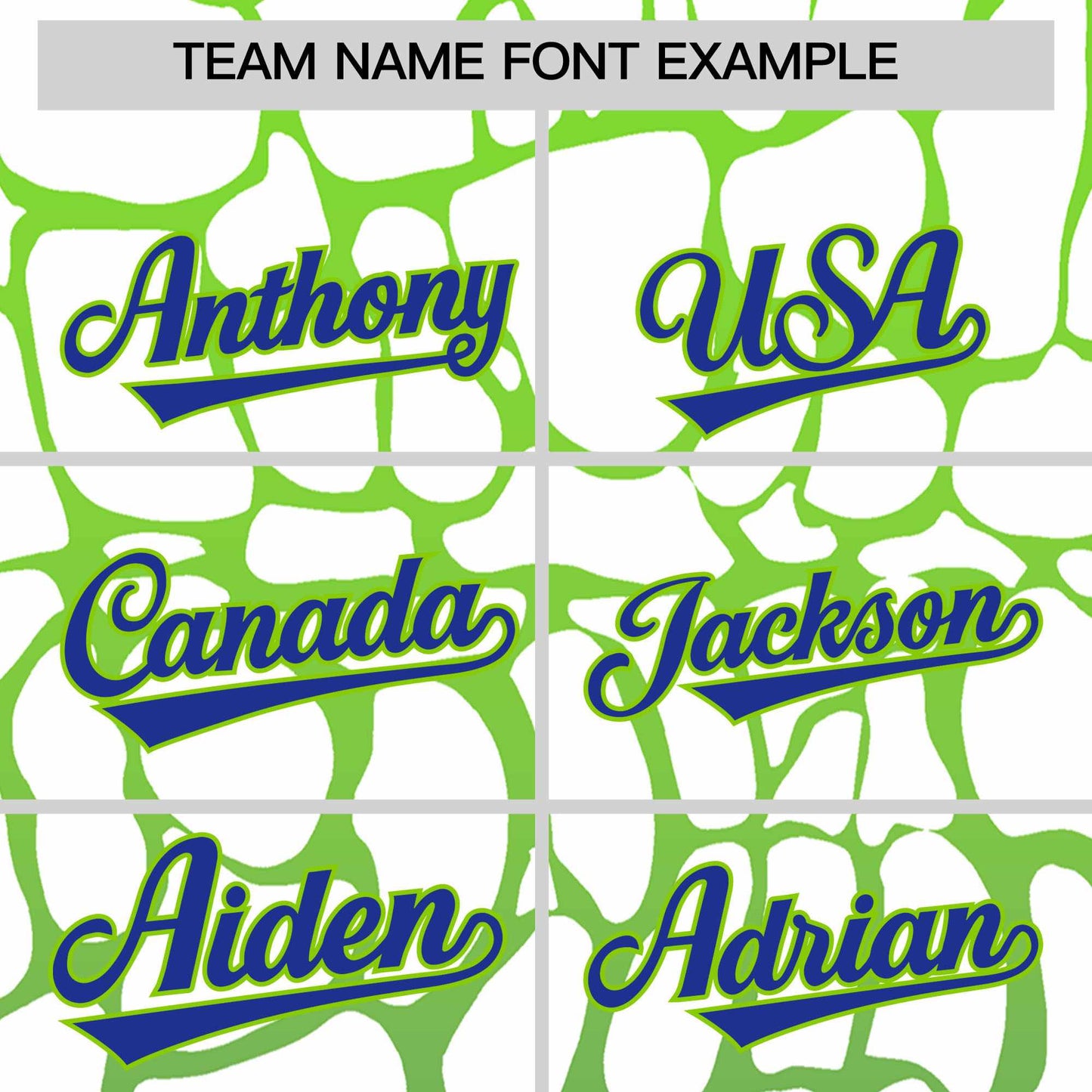 Custom Neon Green Royal Giraffe Graffiti Pattern Authentic Baseball Jersey Limited