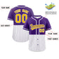 Custom Purple White Personalized Half Stripe Design Authentic Baseball Jersey Limited