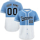 Custom Light Blue White Personalized Half Stripe Design Authentic Baseball Jersey