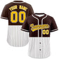 Custom Brown White Personalized Half Stripe Design Authentic Baseball Jersey