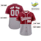 Custom Crimson Gray Personalized Half Stripe Design Authentic Baseball Jersey Limited