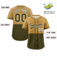 Custom Old Gold Olive Personalized Half Stripe Design Authentic Baseball Jersey Limited