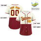 Custom Cream Crimson Personalized Half Stripe Design Authentic Baseball Jersey Limited