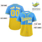 Custom Powder Blue Gold Personalized Half Stripe Design Authentic Baseball Jersey Limited