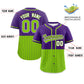 Custom Purple Neon Green Personalized Half Stripe Design Authentic Baseball Jersey Limited