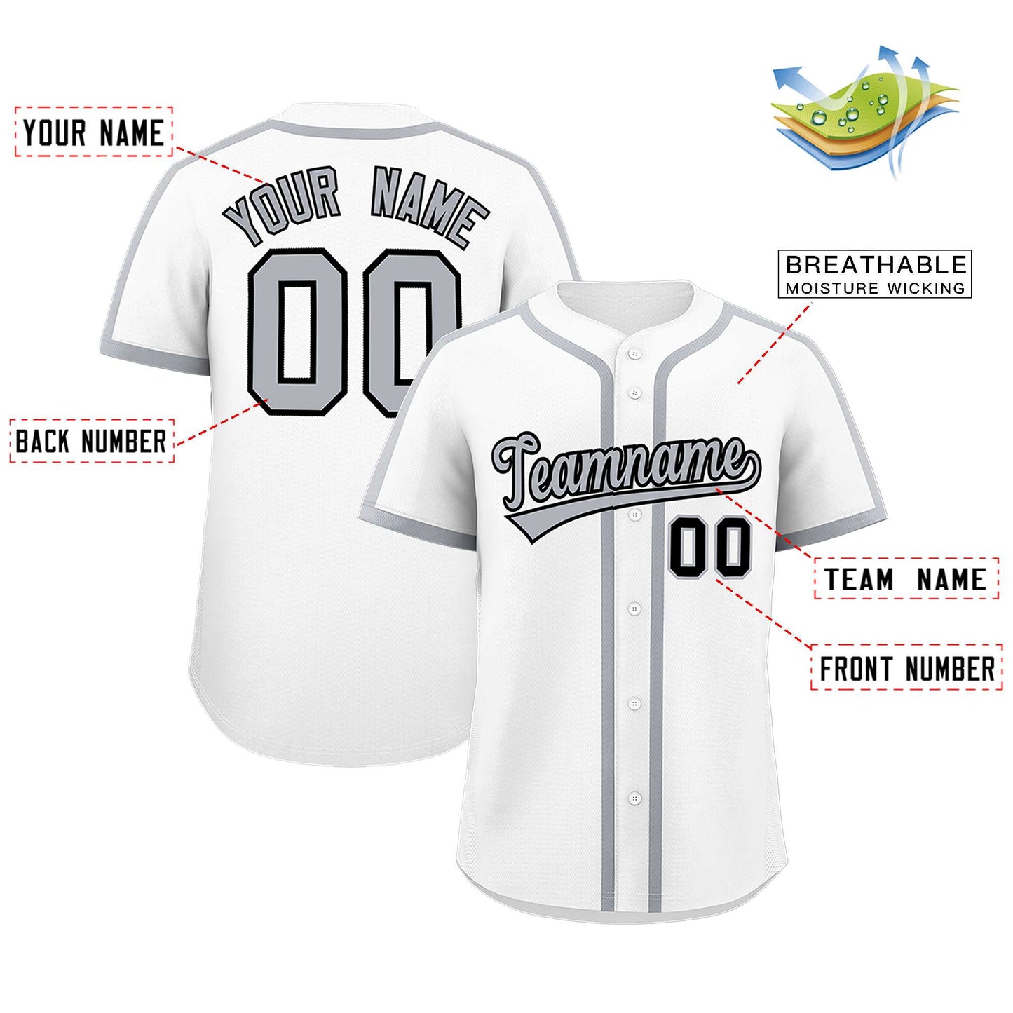 Custom White Gray Personalized Classic Authentic Baseball Jersey Limited