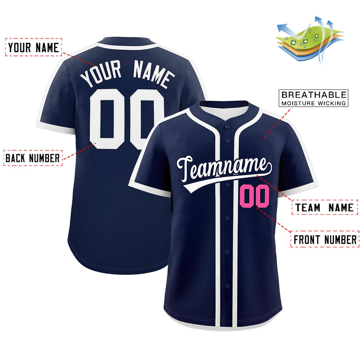 Custom Navy White Personalized Classic Authentic Baseball Jersey Limited