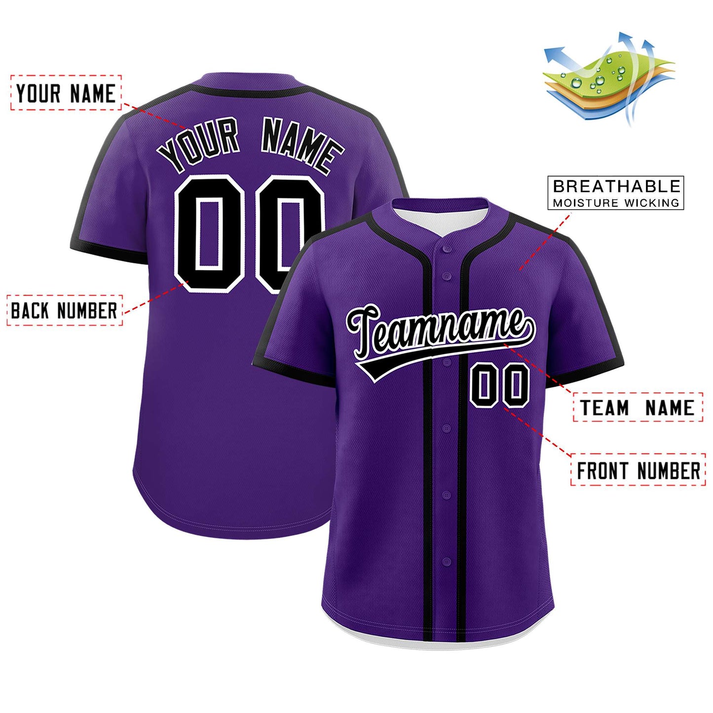 Custom Purple Black Personalized Classic Authentic Baseball Jersey Limited