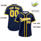 Custom Navy Gold Personalized Classic Authentic Baseball Jersey Limited
