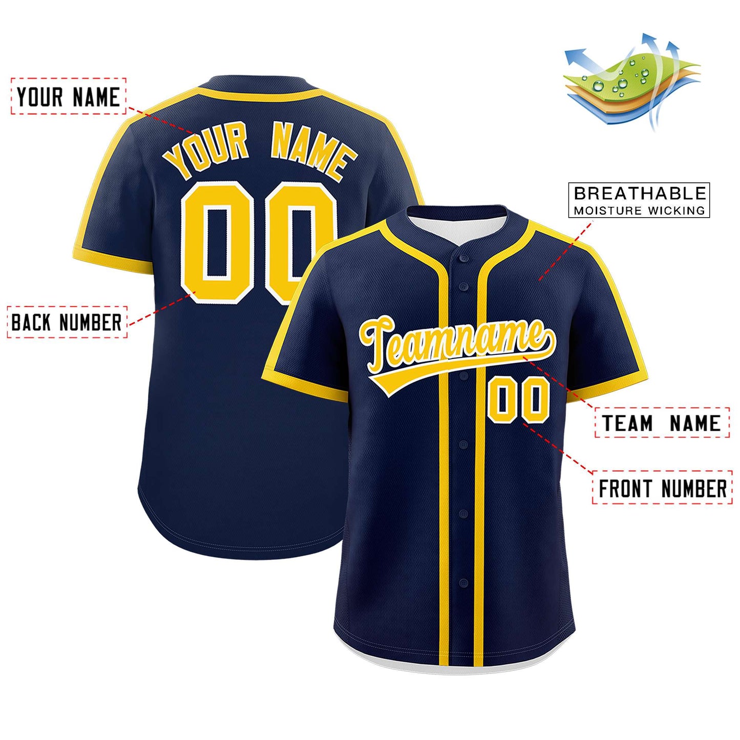 Custom Navy Gold Personalized Classic Authentic Baseball Jersey Limited