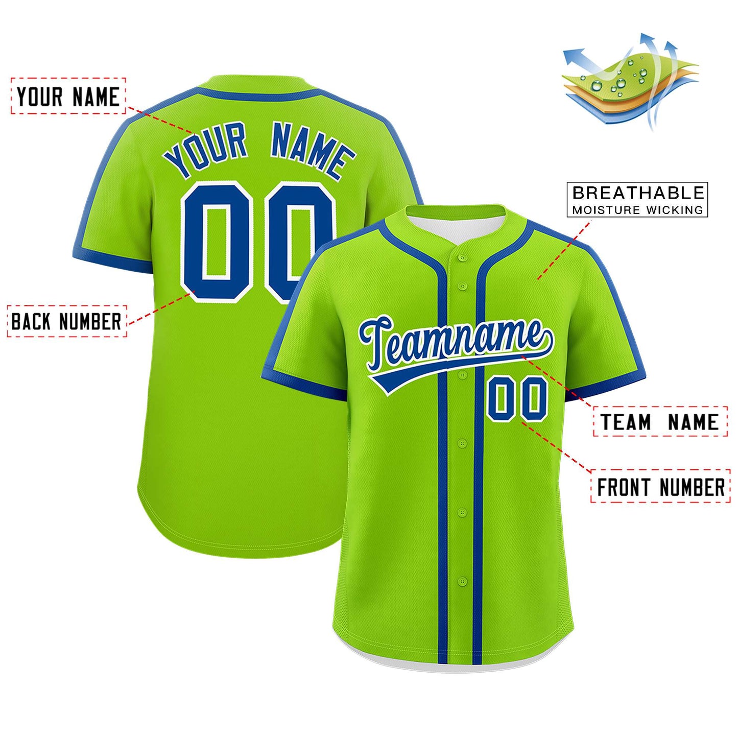 Custom Neon Green Royal Personalized Classic Authentic Baseball Jersey Limited
