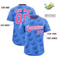 Custom Powder Blue Pink Full Button Text Graffiti Pattern Authentic Baseball Jersey Limited