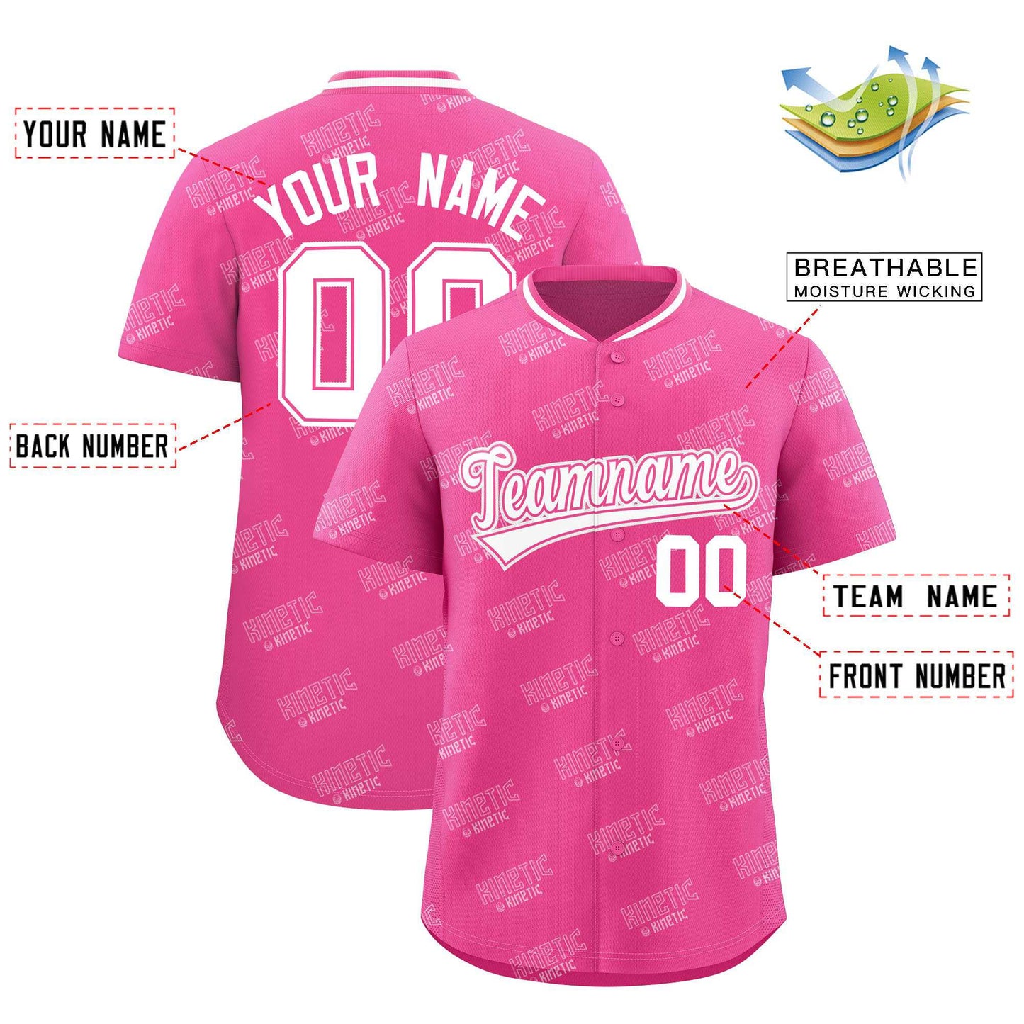 Custom Pink White Full Button Text Graffiti Pattern Authentic Baseball Jersey Limited