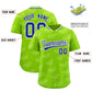 Custom Neon Green Royal Full Button Text Graffiti Pattern Authentic Baseball Jersey Limited