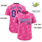 Custom Pink Purple Full Button Text Graffiti Pattern Authentic Baseball Jersey Limited