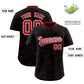 Custom Black Red Full Button Text Graffiti Pattern Authentic Baseball Jersey Limited