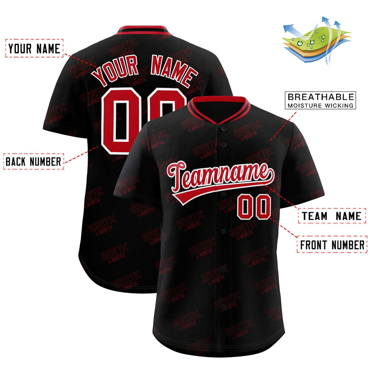 Custom Black Red Full Button Text Graffiti Pattern Authentic Baseball Jersey Limited