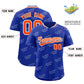 Custom Royal Orange Full Button Text Graffiti Pattern Authentic Baseball Jersey Limited