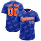 Custom Royal Orange Full Button Text Graffiti Pattern Authentic Baseball Jersey