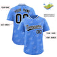 Custom Powder Blue Black Full Button Text Graffiti Pattern Authentic Baseball Jersey Limited
