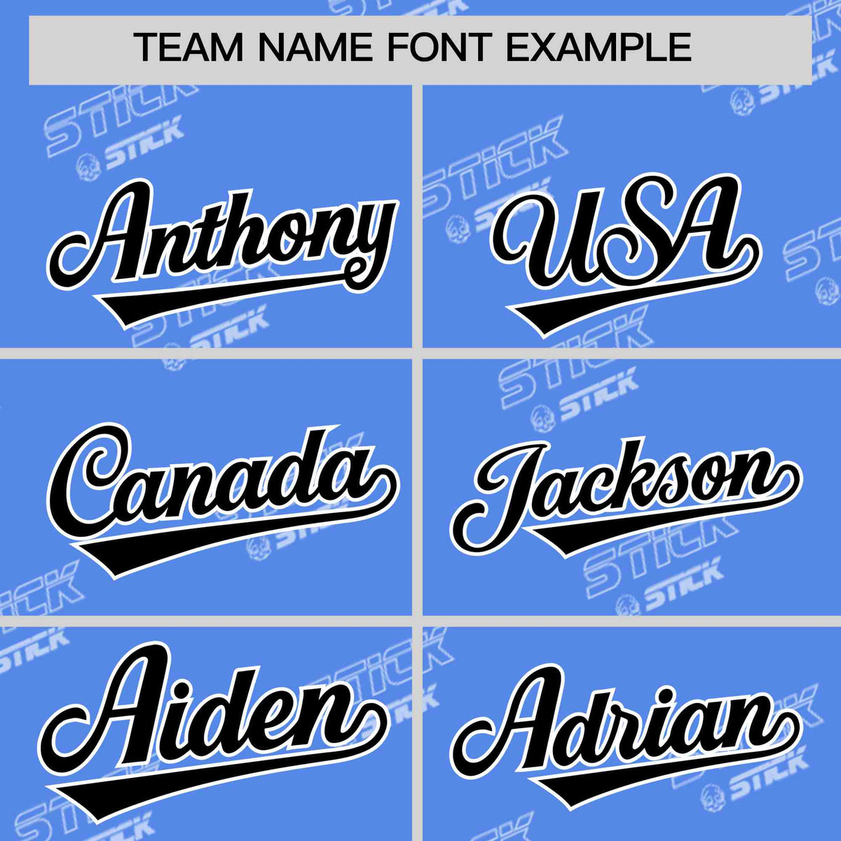 Custom Powder Blue Black Full Button Text Graffiti Pattern Authentic Baseball Jersey Limited