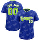 Custom Royal Neon Green Full Button Text Graffiti Pattern Authentic Baseball Jersey