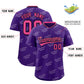 Custom Purple Pink Full Button Text Graffiti Pattern Authentic Baseball Jersey Limited