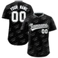 Custom Black Silver Full Button Text Graffiti Pattern Authentic Baseball Jersey