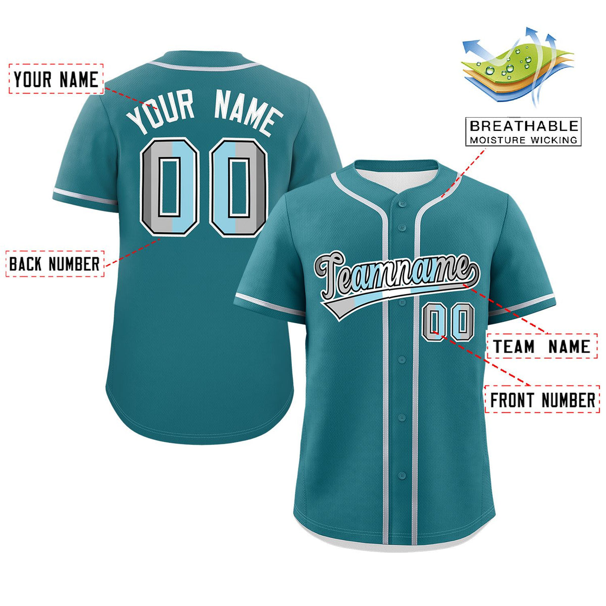 Custom Aqua Demiboy For Pride Month Classic Style Authentic Baseball Jersey Limited