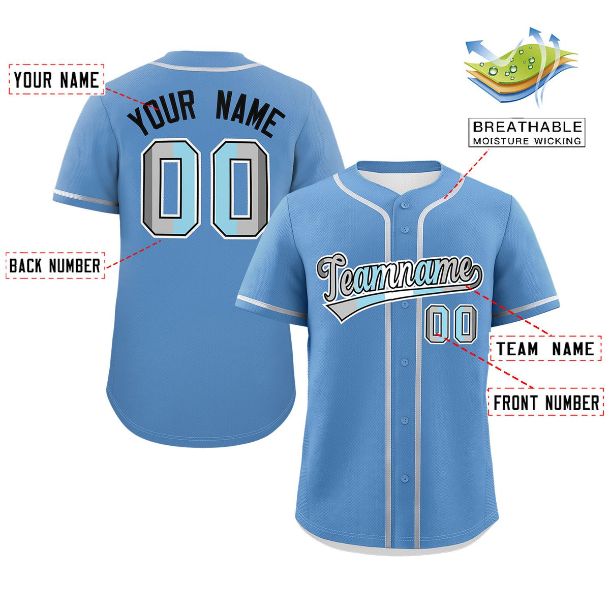 Custom Light Blue Demiboy For Pride Month Classic Style Authentic Baseball Jersey Limited