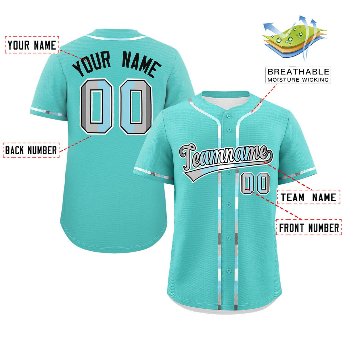 Custom Aqua Demiboy For Pride Month Classic Style Authentic Baseball Jersey Limited