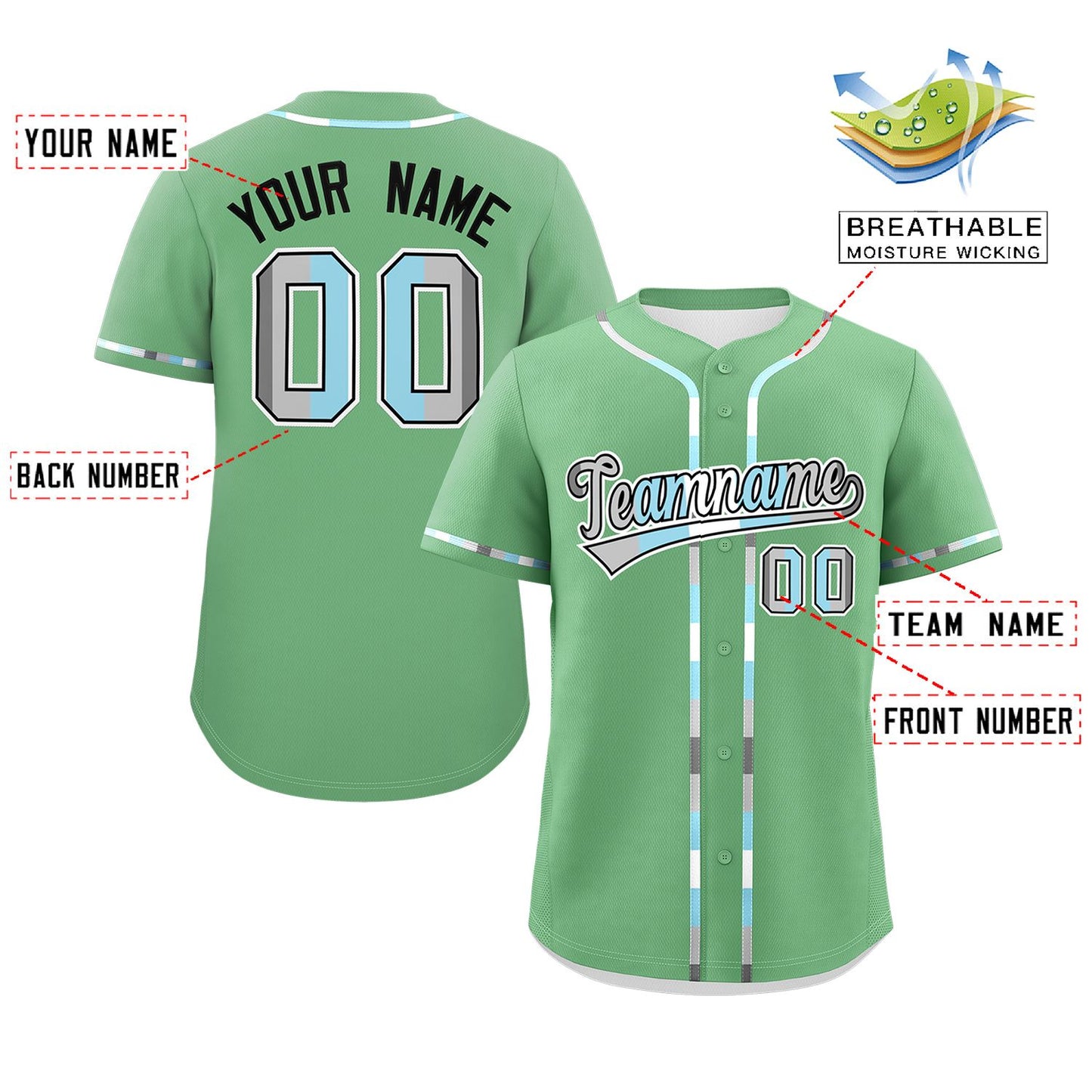 Custom Light Green Demiboy For Pride Month Classic Style Authentic Baseball Jersey Limited