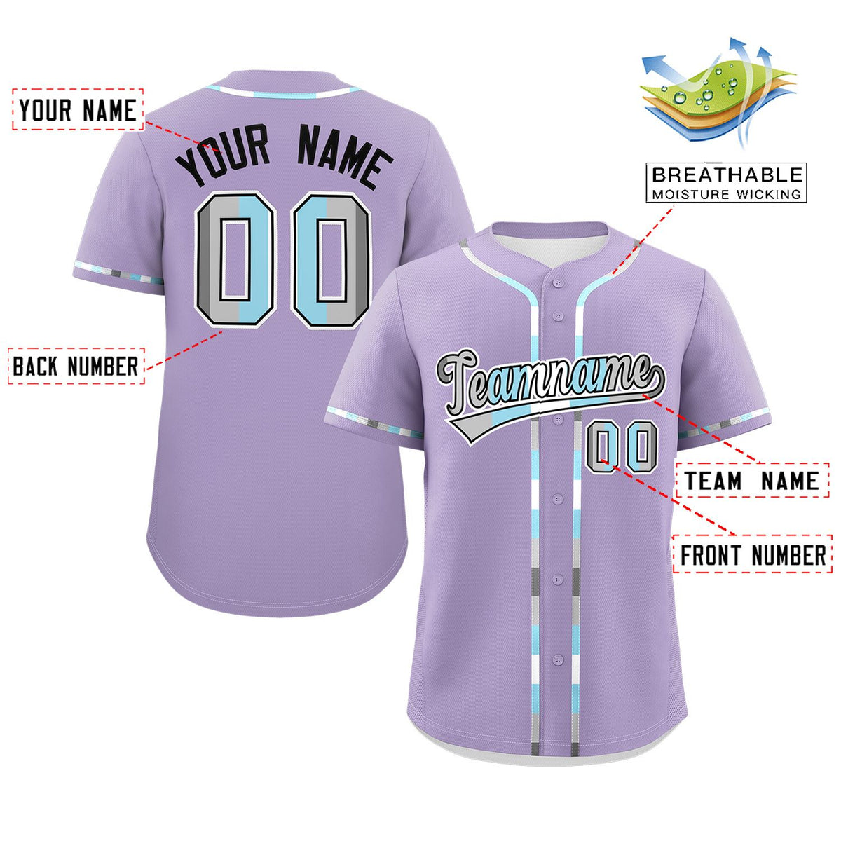Custom Light Purple Demiboy For Pride Month Classic Style Authentic Baseball Jersey Limited