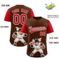 Custom Brown Red Stripe Animals Graffiti Pattern Raglan Sleeves Authentic Baseball Jersey Limited