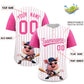 Custom White Pink Stripe Animals Graffiti Pattern Raglan Sleeves Authentic Baseball Jersey Limited