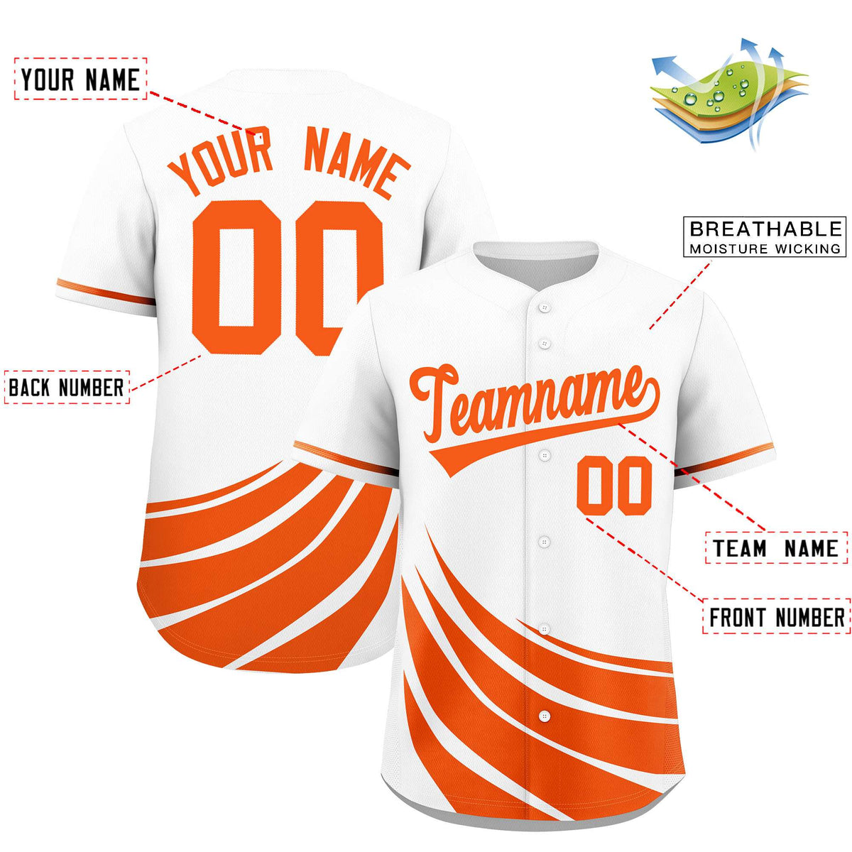 Custom White Orange Wind Mark Graffiti Pattern Authentic Baseball Jersey Limited