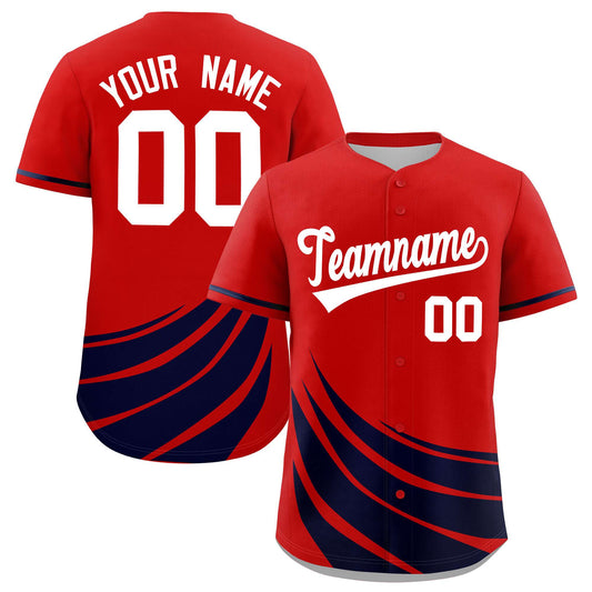 Custom Red Navy Wind Mark Graffiti Pattern Authentic Baseball Jersey