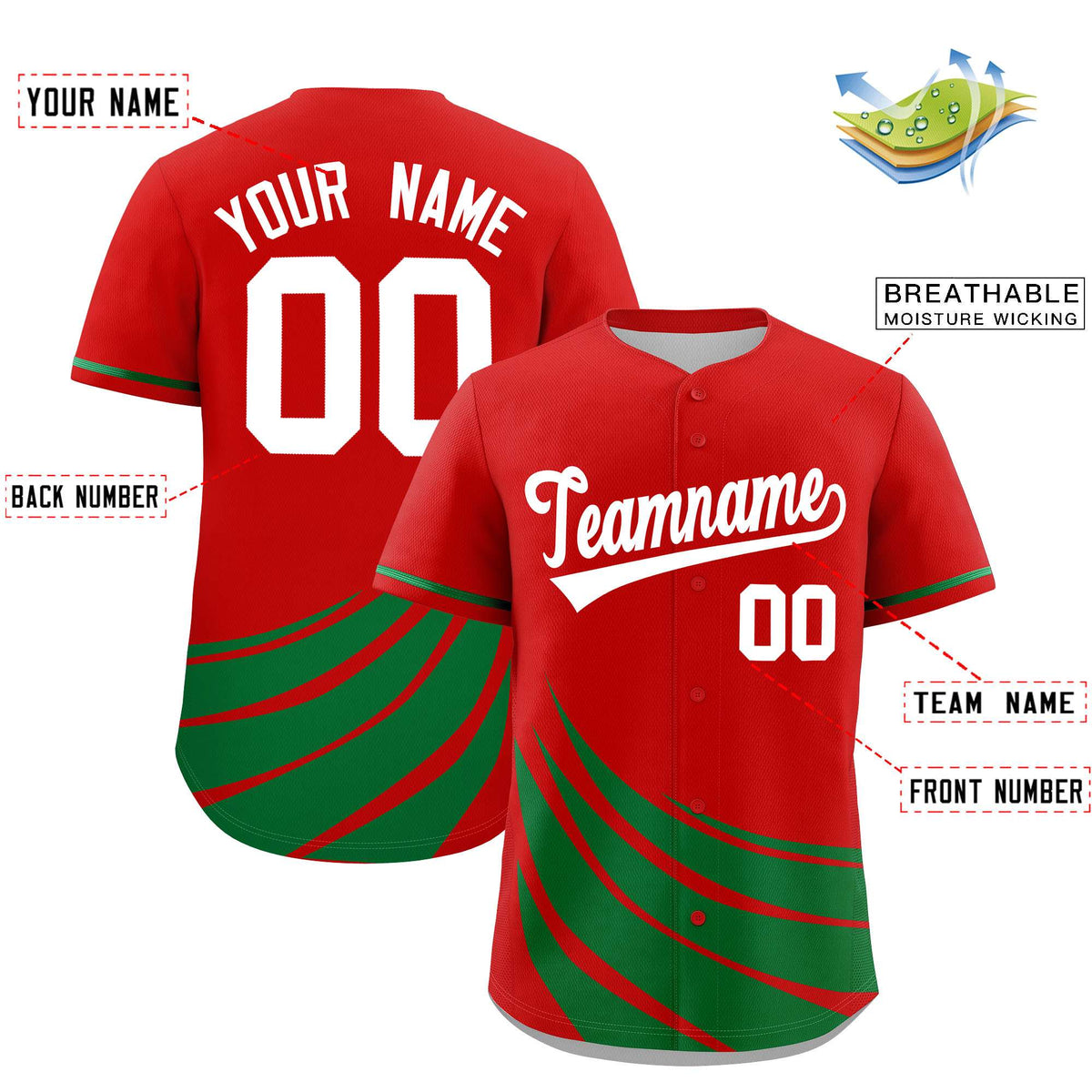 Custom Red Kelly Green Wind Mark Graffiti Pattern Authentic Baseball Jersey Limited