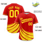 Custom Red Yellow Wind Mark Graffiti Pattern Authentic Baseball Jersey Limited