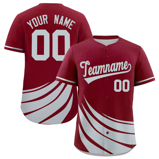 Custom Crimson Silver Wind Mark Graffiti Pattern Authentic Baseball Jersey