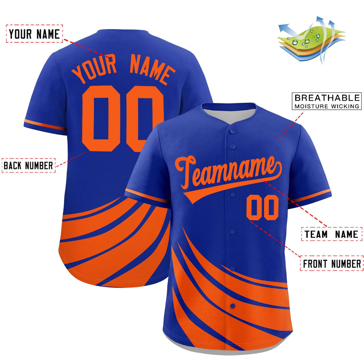 Custom Royal Orange Wind Mark Graffiti Pattern Authentic Baseball Jersey Limited