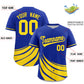 Custom Royal Yellow Wind Mark Graffiti Pattern Authentic Baseball Jersey Limited