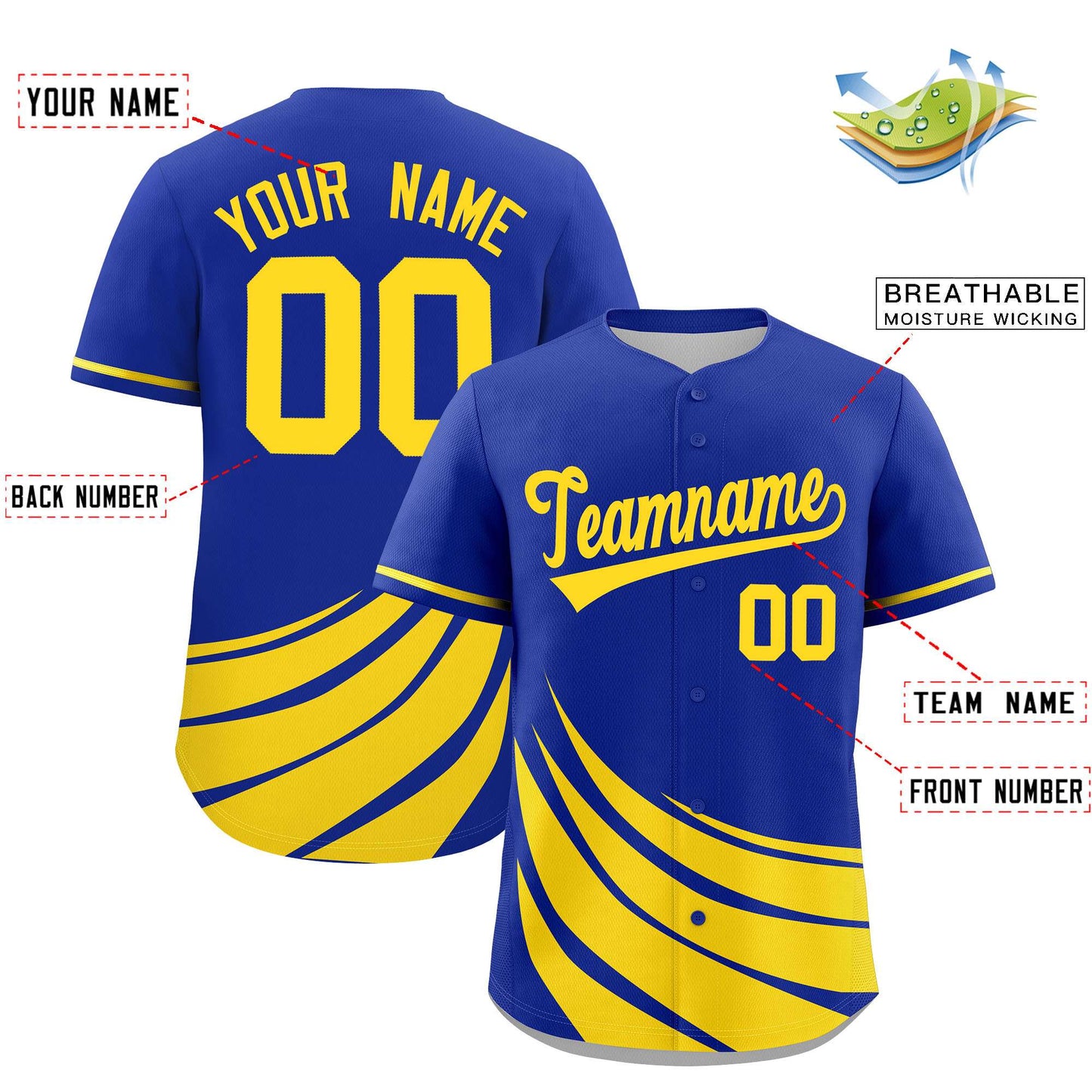 Custom Royal Yellow Wind Mark Graffiti Pattern Authentic Baseball Jersey Limited