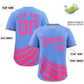 Custom Light Blue Pink Wind Mark Graffiti Pattern Authentic Baseball Jersey Limited