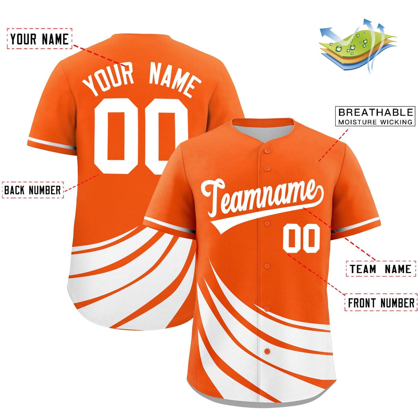Custom Orange White Wind Mark Graffiti Pattern Authentic Baseball Jersey Limited