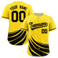 Custom Yellow Black Wind Mark Graffiti Pattern Authentic Baseball Jersey