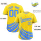 Custom Yellow Light Blue Wind Mark Graffiti Pattern Authentic Baseball Jersey Limited